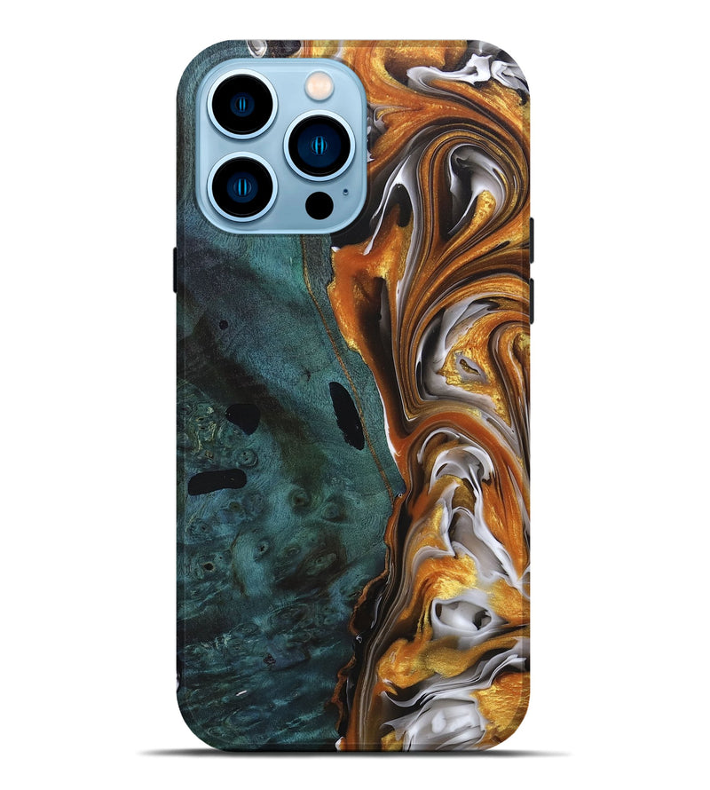 iPhone 14 Pro Max Wood+Resin Live Edge Phone Case - Kobe (Black & White, 680947)