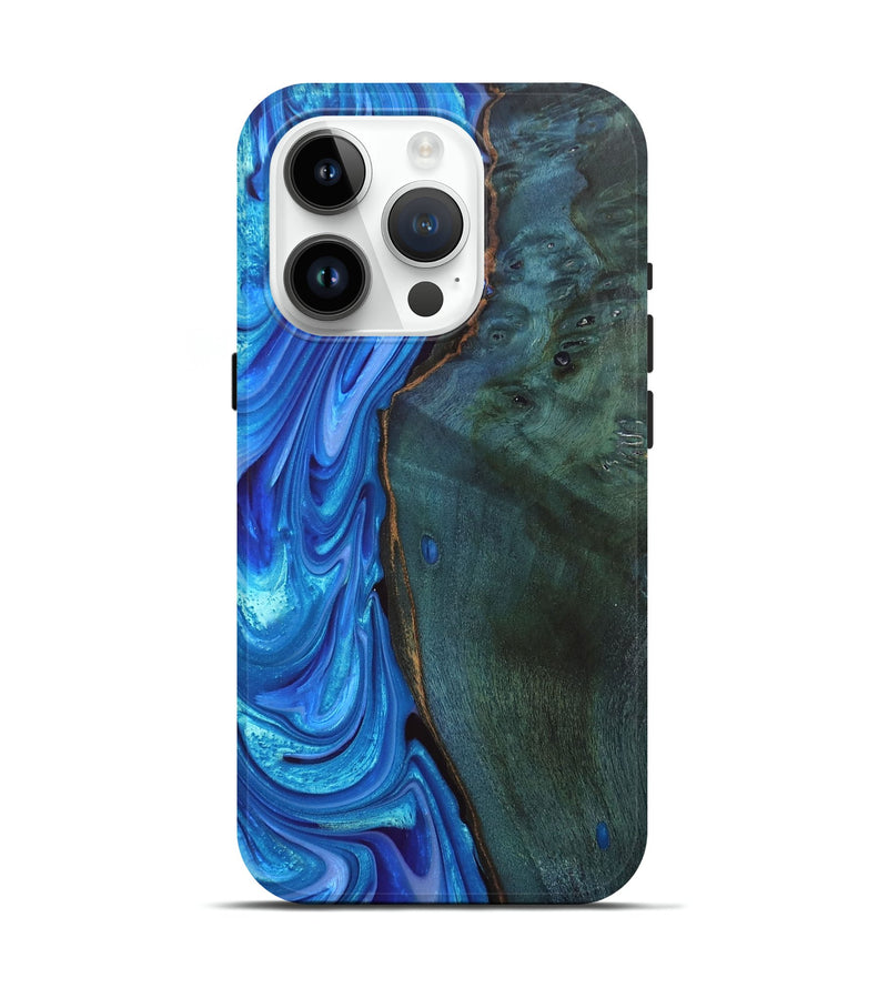 iPhone 15 Pro Wood+Resin Live Edge Phone Case - Aviana (Blue, 680958)