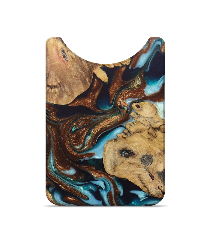 Live Edge Wood+Resin Wallet - Emilia (Teal & Gold, 680979)