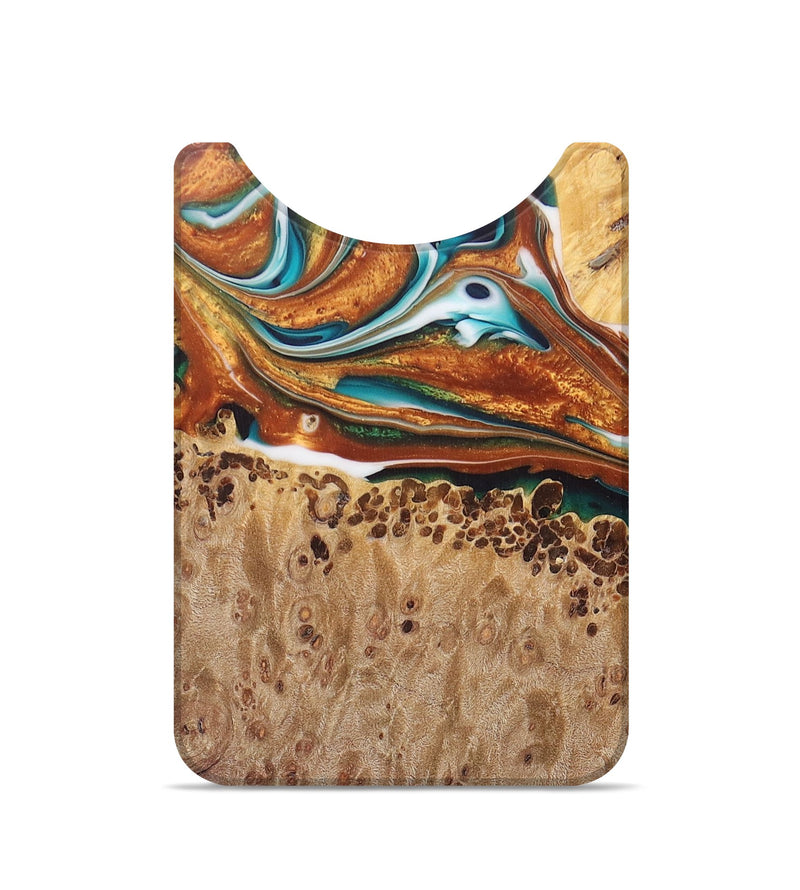 Live Edge Wood+Resin Wallet - Carroll (Teal & Gold, 680980)