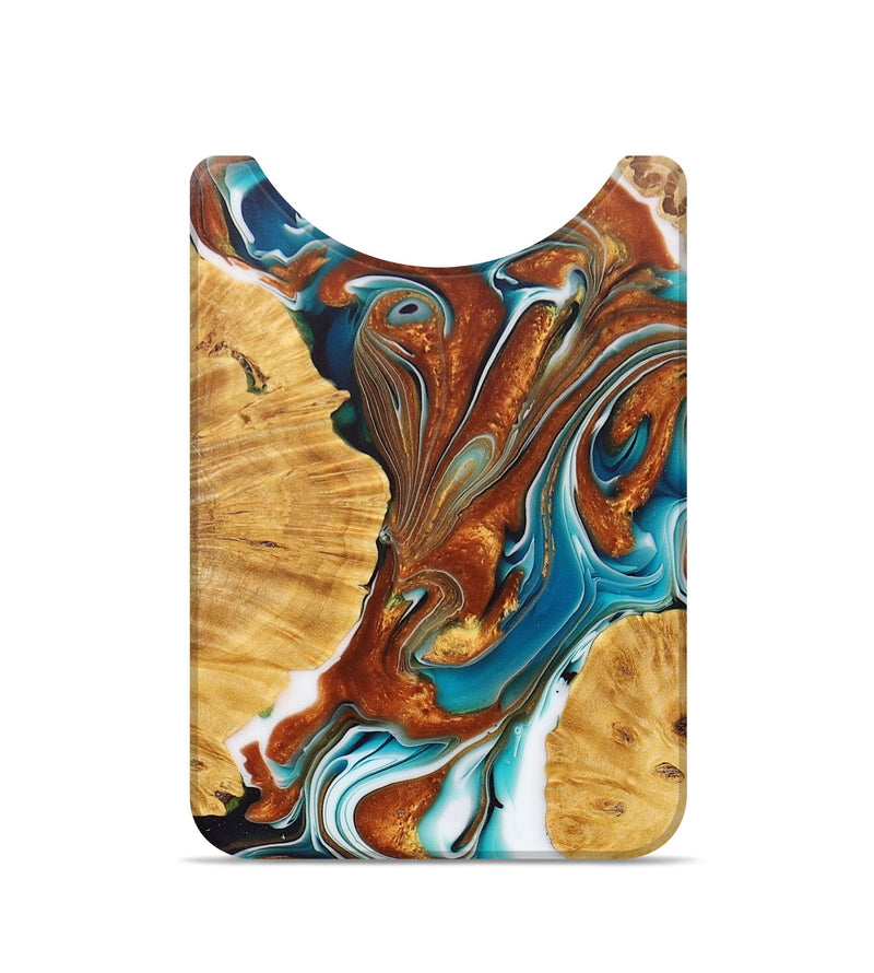 Live Edge Wood+Resin Wallet - Leonel (Teal & Gold, 680982)