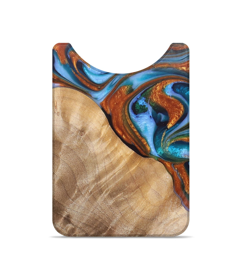 Live Edge Wood+Resin Wallet - Doug (Teal & Gold, 680983)