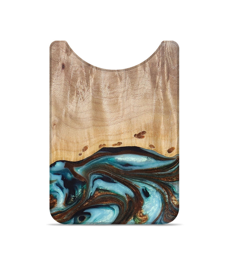 Live Edge Wood+Resin Wallet - Catina (Teal & Gold, 680984)