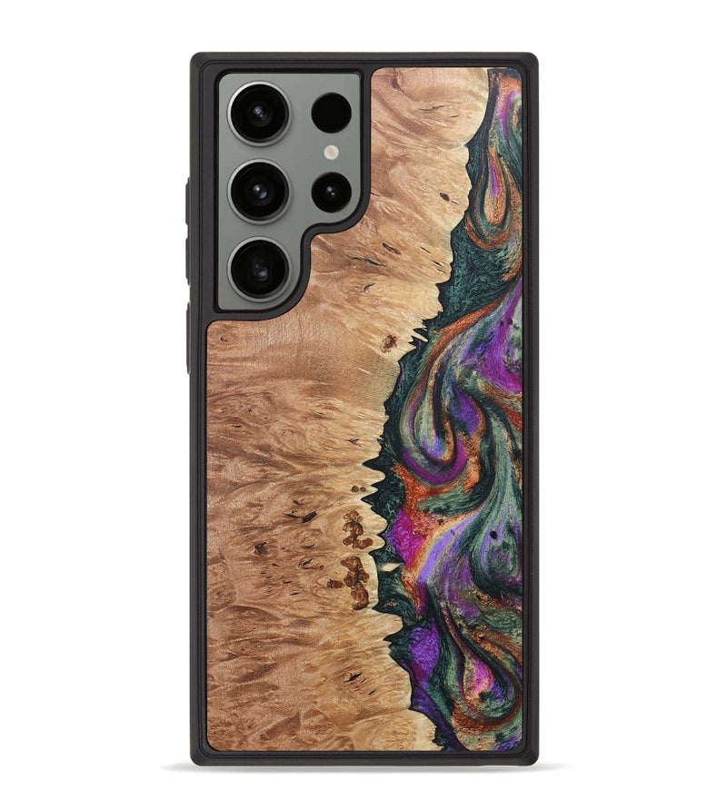 Galaxy S23 Ultra Wood+Resin Phone Case - Scarlet (Green, 681103)