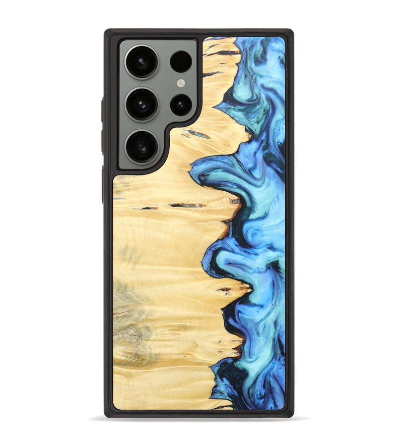 Galaxy S23 Ultra Wood+Resin Phone Case - Amir (Blue, 681144)