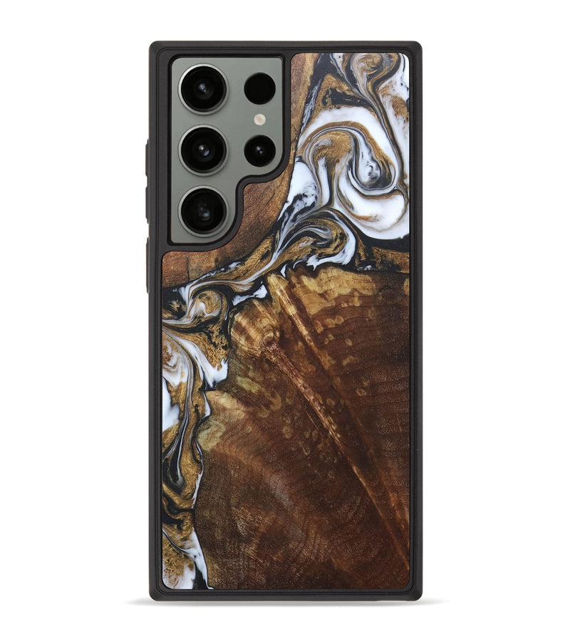 Galaxy S23 Ultra Wood+Resin Phone Case - Gianni (Black & White, 681199)