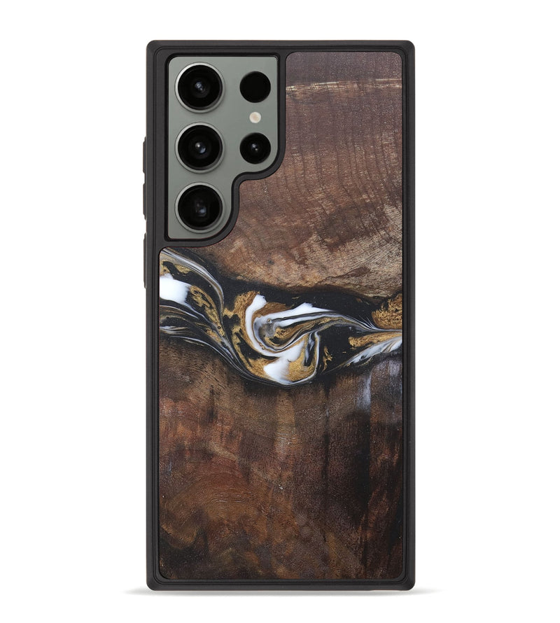 Galaxy S23 Ultra Wood+Resin Phone Case - Ronnie (Black & White, 681229)