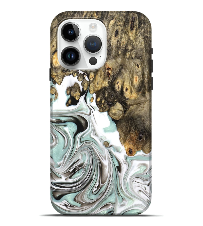iPhone 15 Pro Max Wood+Resin Live Edge Phone Case - Vera (Black & White, 681240)