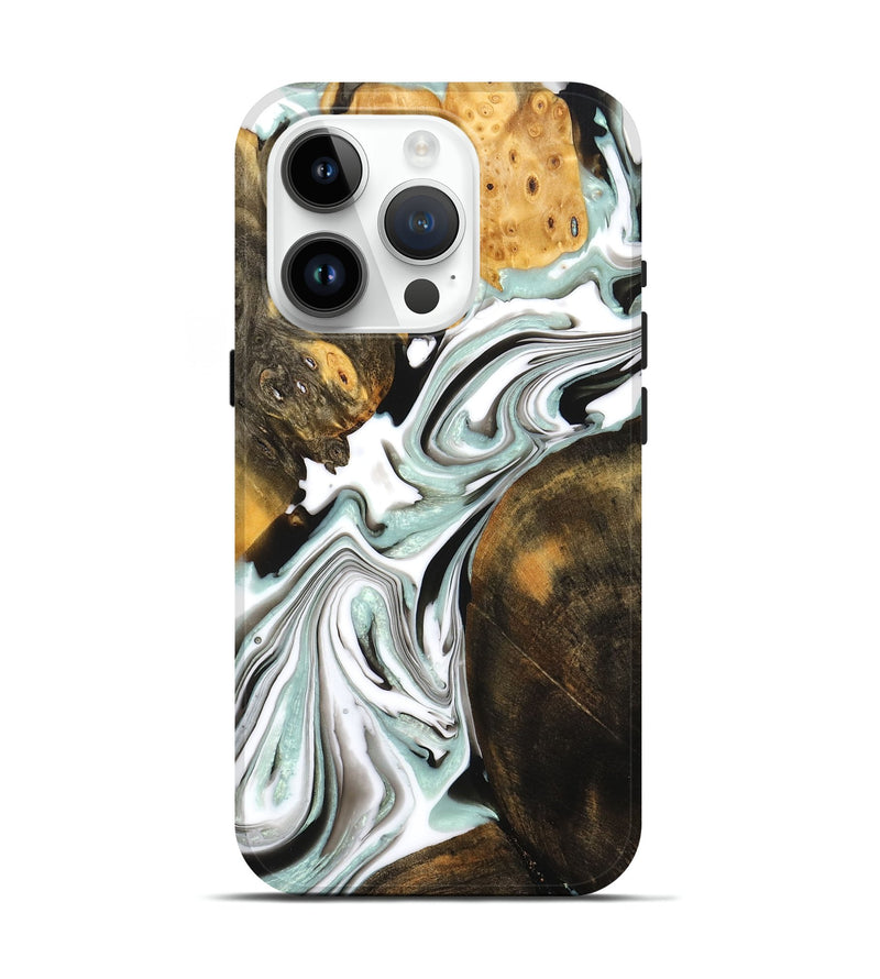 iPhone 15 Pro Wood+Resin Live Edge Phone Case - Hope (Black & White, 681241)