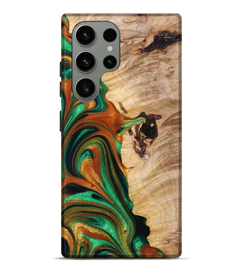 Galaxy S23 Ultra Wood+Resin Live Edge Phone Case - Edward (Green, 681246)