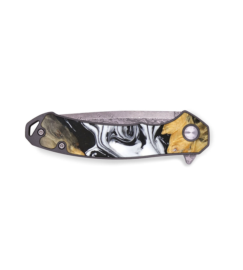 EDC Wood+Resin Pocket Knife - Kehlani (Black & White, 681307)