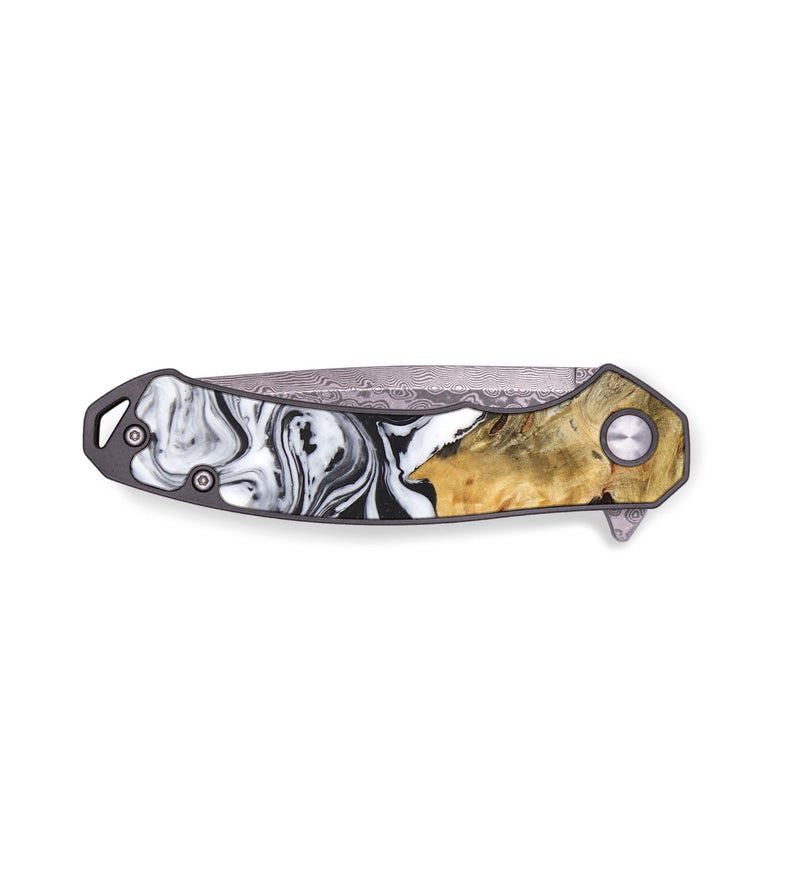 EDC Wood+Resin Pocket Knife - Ashlyn (Black & White, 681308)