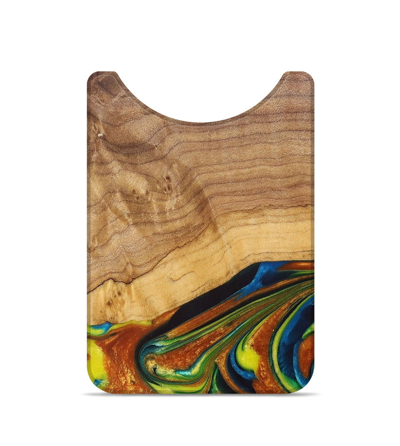 Live Edge Wood+Resin Wallet - Kamila (Teal & Gold, 681320)
