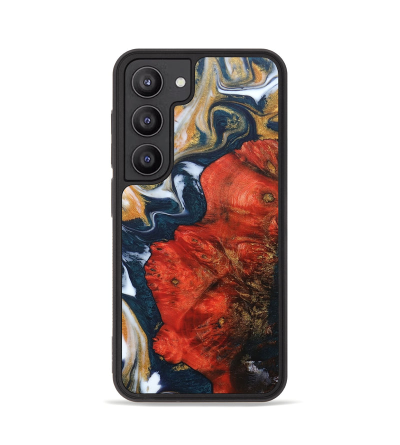 Galaxy S23 Wood+Resin Phone Case - Rosa (Teal & Gold, 681388)