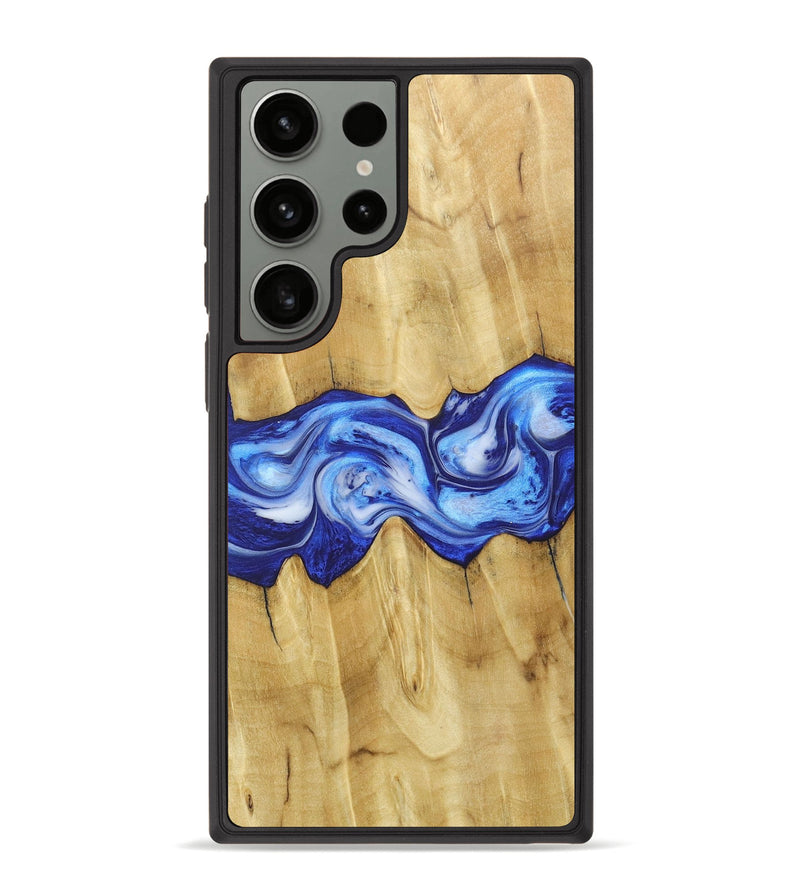 Galaxy S23 Ultra Wood+Resin Phone Case - Carrie (Blue, 681507)