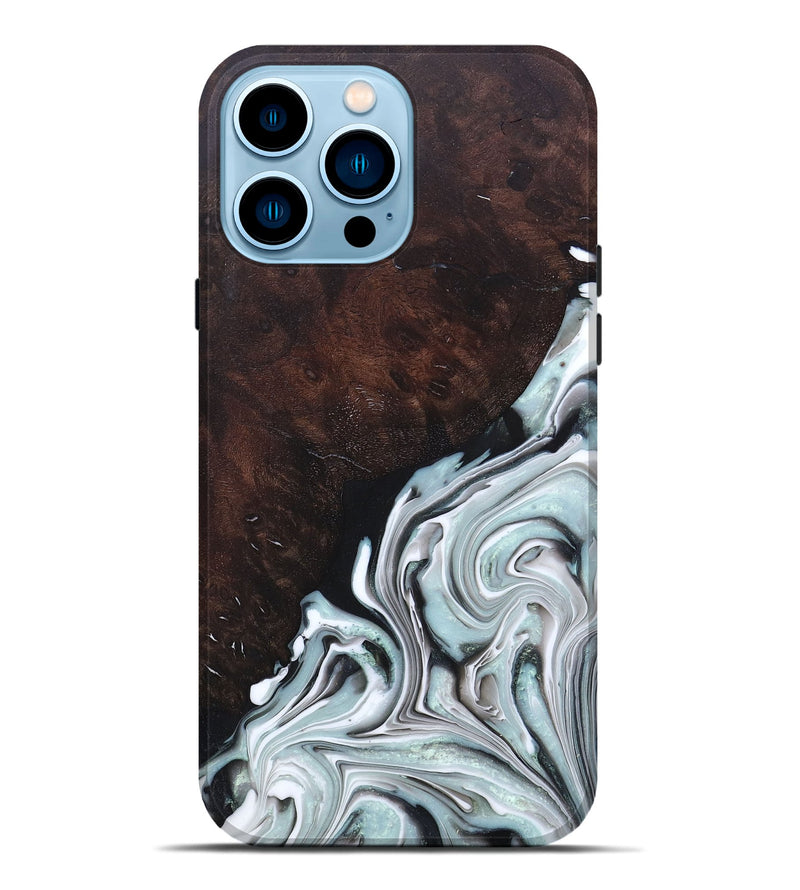 iPhone 14 Pro Max Wood+Resin Live Edge Phone Case - Vincent (Blue, 681817)