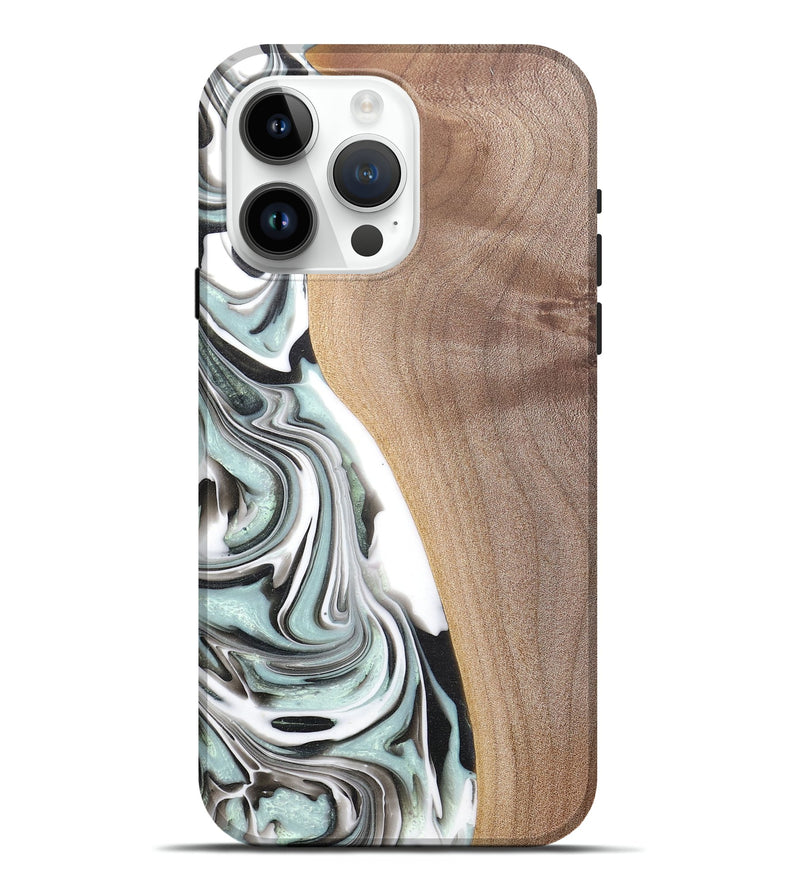 iPhone 15 Pro Max Wood+Resin Live Edge Phone Case - Litzy (Blue, 681819)