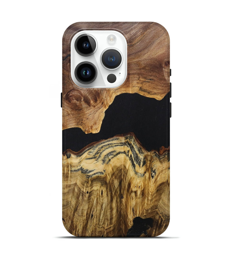 iPhone 15 Pro Wood+Resin Live Edge Phone Case - Ethan (Pure Black, 681835)