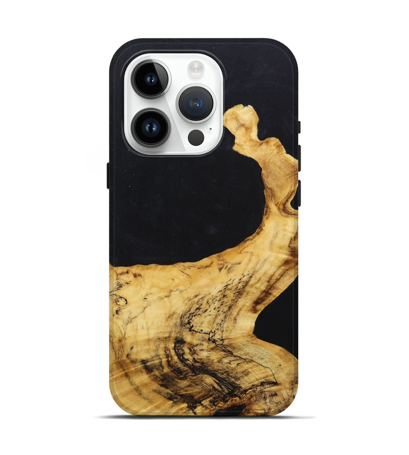 iPhone 15 Pro Wood+Resin Live Edge Phone Case - Eugene (Pure Black, 681836)