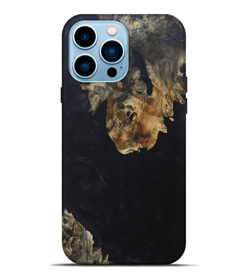 iPhone 14 Pro Max Wood+Resin Live Edge Phone Case - Juan (Pure Black, 681838)
