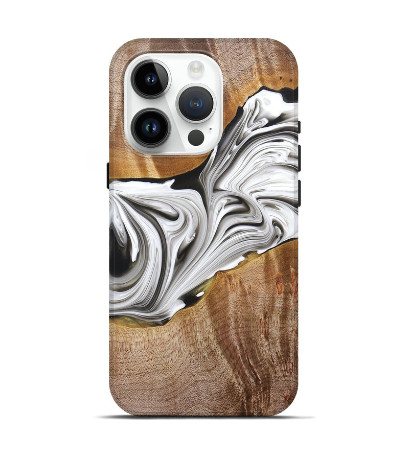 iPhone 15 Pro Wood+Resin Live Edge Phone Case - Doug (Black & White, 681849)