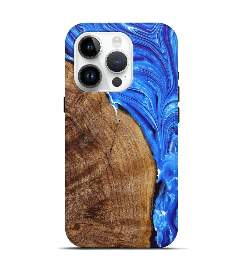 iPhone 15 Pro Wood+Resin Live Edge Phone Case - Enrique (Blue, 681856)
