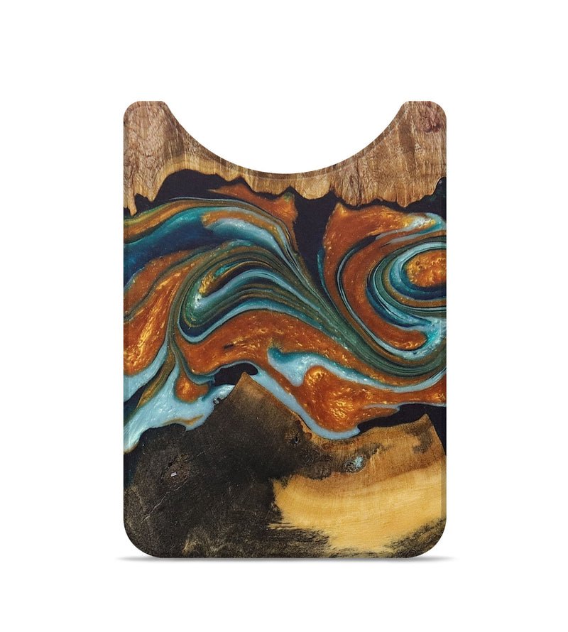 Live Edge Wood+Resin Wallet - Carroll (Teal & Gold, 681884)