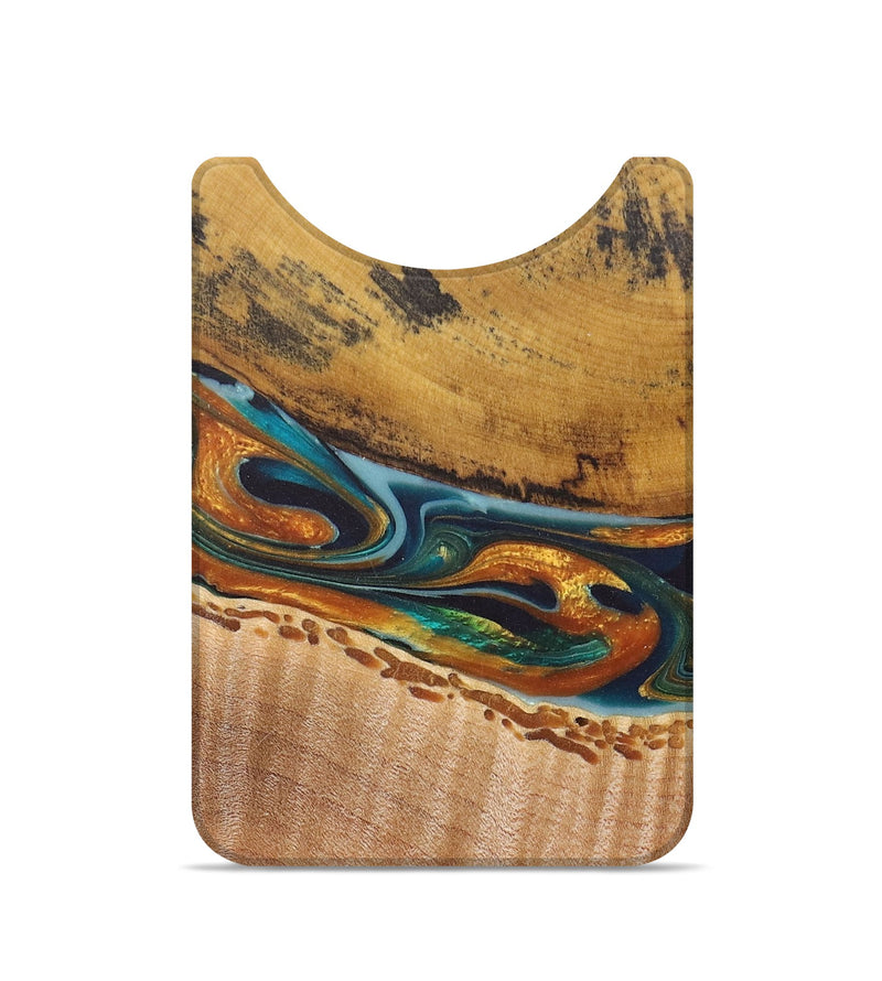 Live Edge Wood+Resin Wallet - Skye (Teal & Gold, 681885)