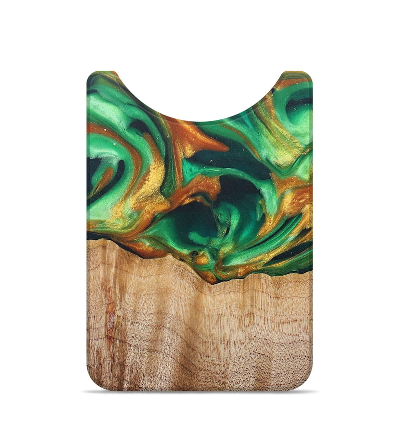 Live Edge Wood+Resin Wallet - Ron (Teal & Gold, 681886)