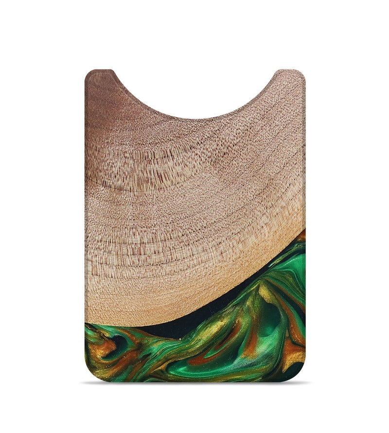 Live Edge Wood+Resin Wallet - Ariella (Teal & Gold, 681887)