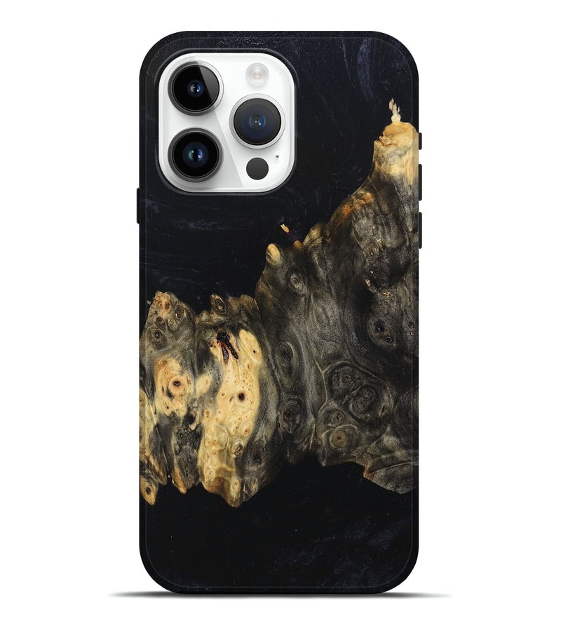 iPhone 15 Pro Max Wood+Resin Live Edge Phone Case - Geoffrey (Pure Black, 682021)
