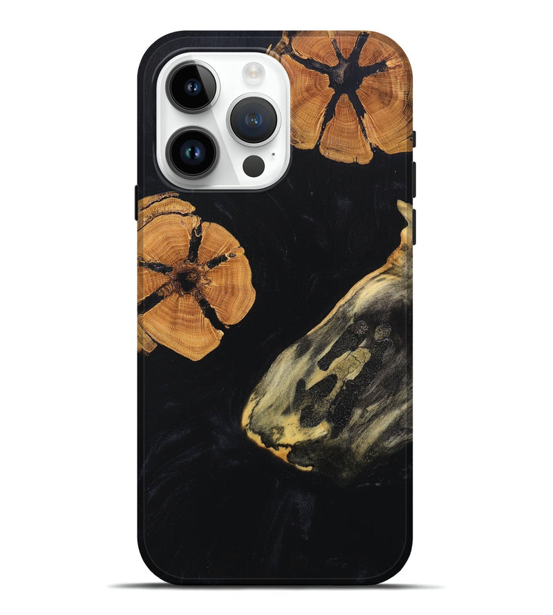 iPhone 15 Pro Max Wood+Resin Live Edge Phone Case - Rudy (Pure Black, 682024)