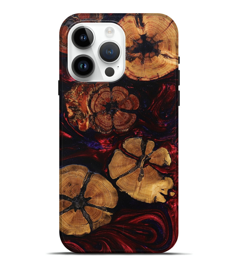 iPhone 15 Pro Max Wood+Resin Live Edge Phone Case - Cecil (Red, 682030)