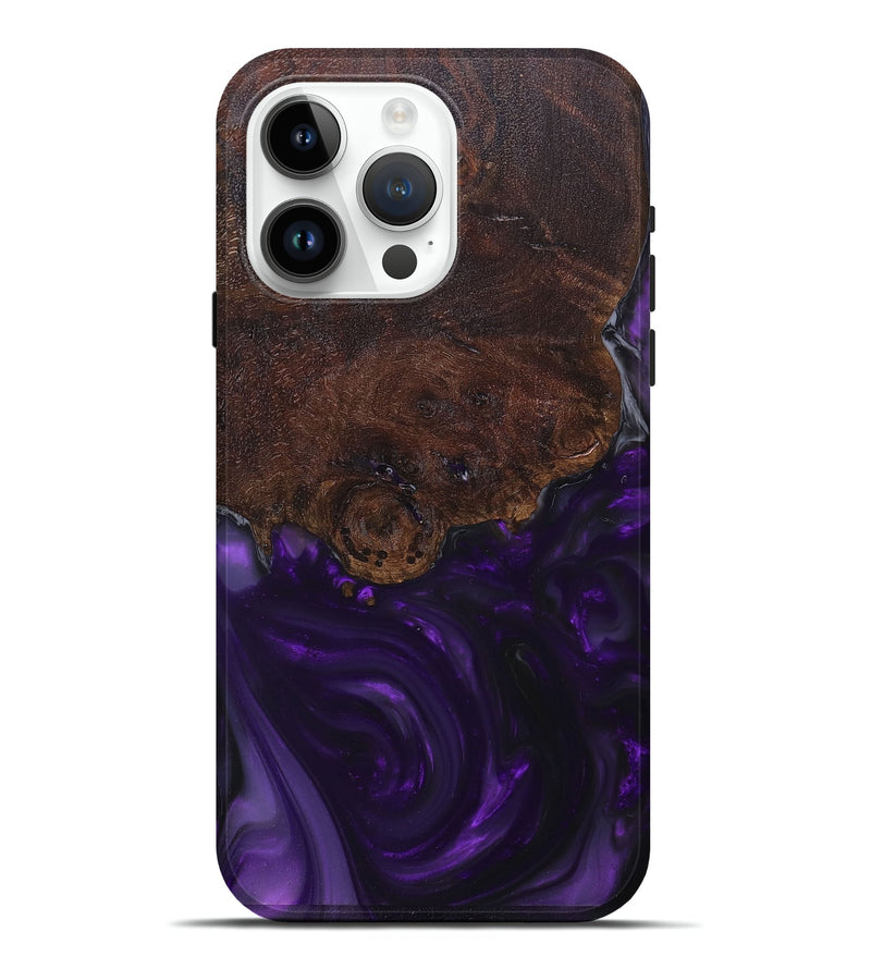 iPhone 15 Pro Max Wood+Resin Live Edge Phone Case - Debby (Purple, 682049)