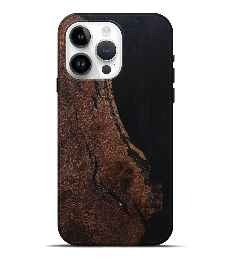 iPhone 15 Pro Max Wood+Resin Live Edge Phone Case - Gladys (Pure Black, 682050)