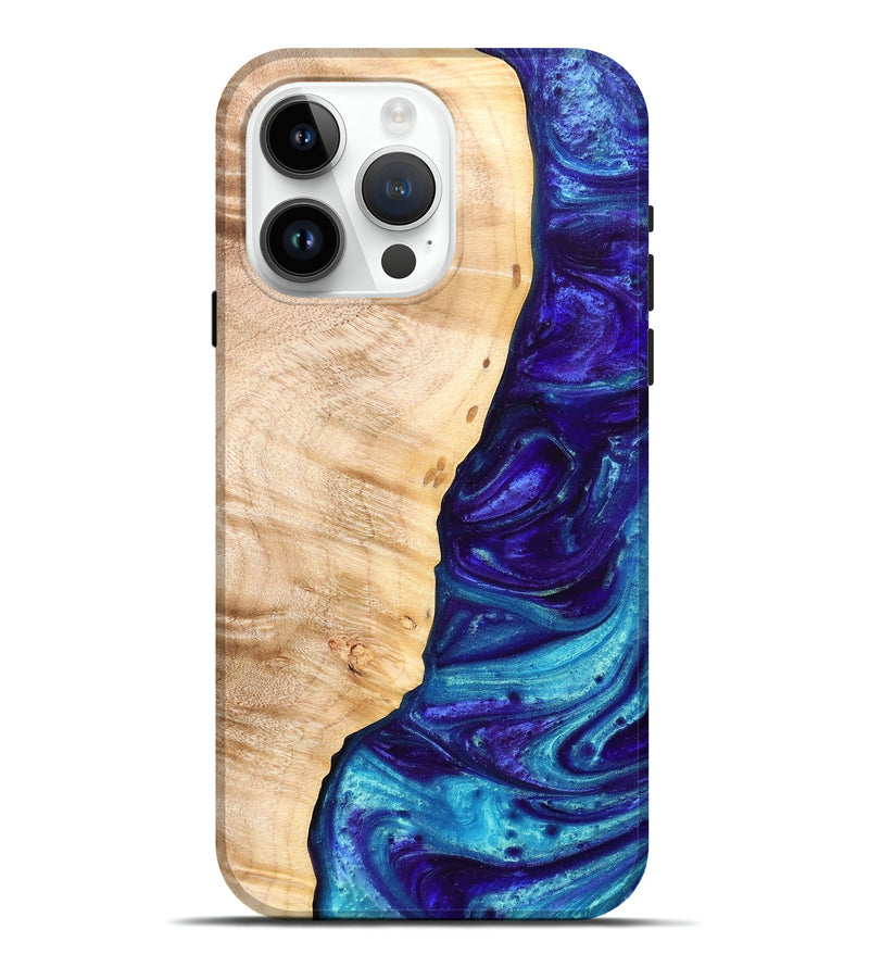 iPhone 15 Pro Max Wood+Resin Live Edge Phone Case - Viola (Blue, 682055)