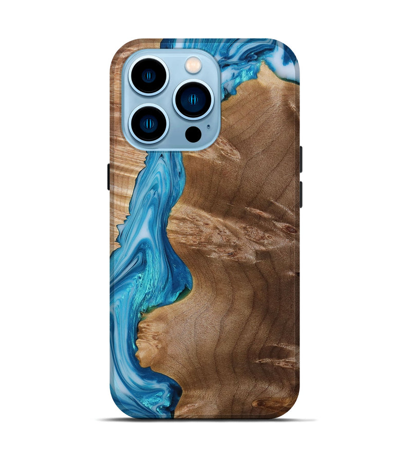 iPhone 14 Pro Wood+Resin Live Edge Phone Case - Lloyd (Blue, 682059)