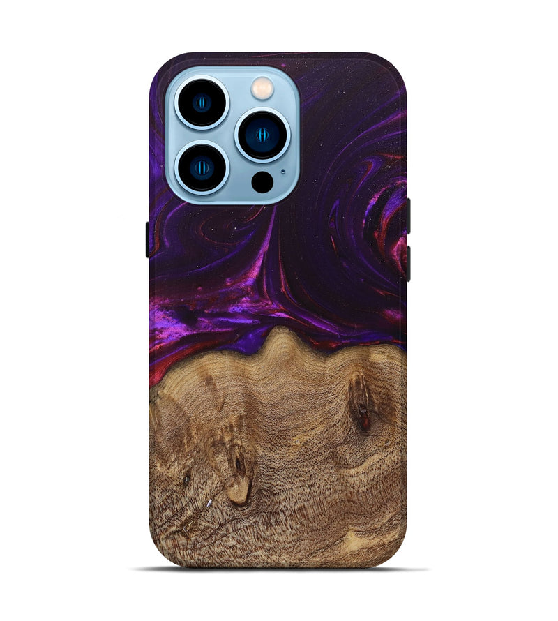 iPhone 14 Pro Wood+Resin Live Edge Phone Case - Kimberly (Purple, 682214)