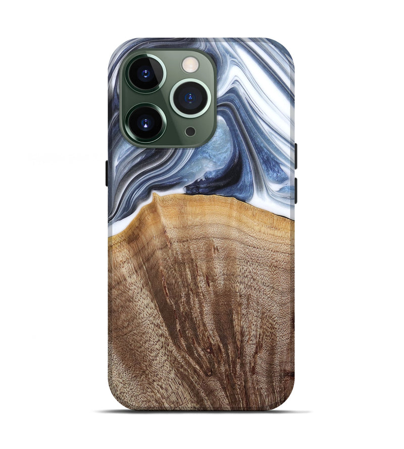 iPhone 13 Pro Wood+Resin Live Edge Phone Case - Maddox (Blue, 682218)