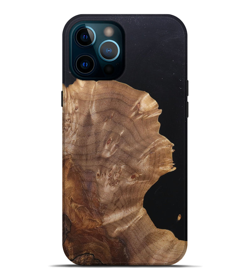iPhone 12 Pro Max Wood+Resin Live Edge Phone Case - Gary (Pure Black, 682224)