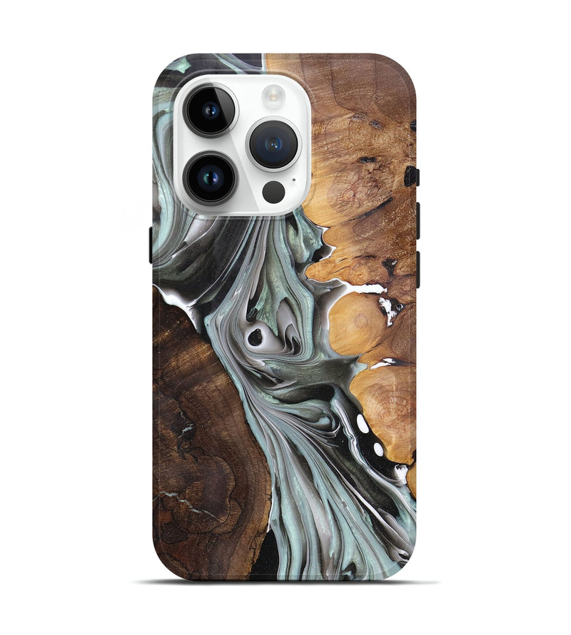 iPhone 15 Pro Wood+Resin Live Edge Phone Case - Heath (Black & White, 682478)