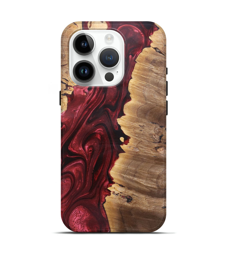 iPhone 15 Pro Wood+Resin Live Edge Phone Case - Lauren (Red, 682484)