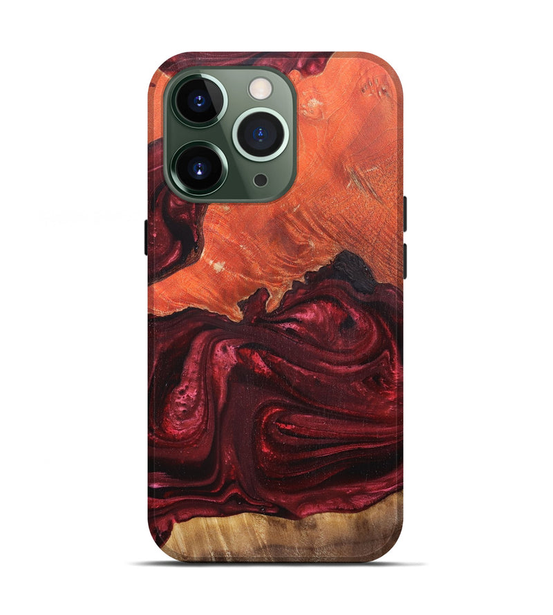 iPhone 13 Pro Wood+Resin Live Edge Phone Case - Braylon (Red, 682485)