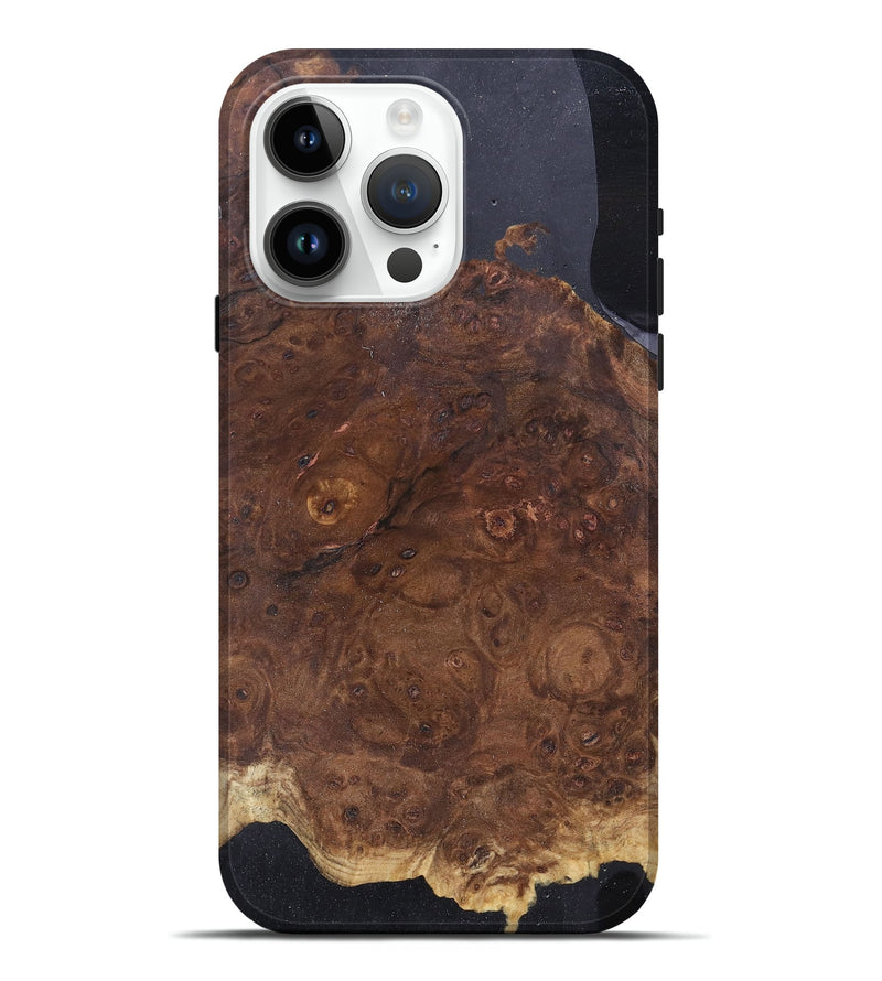 iPhone 15 Pro Max Wood+Resin Live Edge Phone Case - Margaret (Pure Black, 682509)