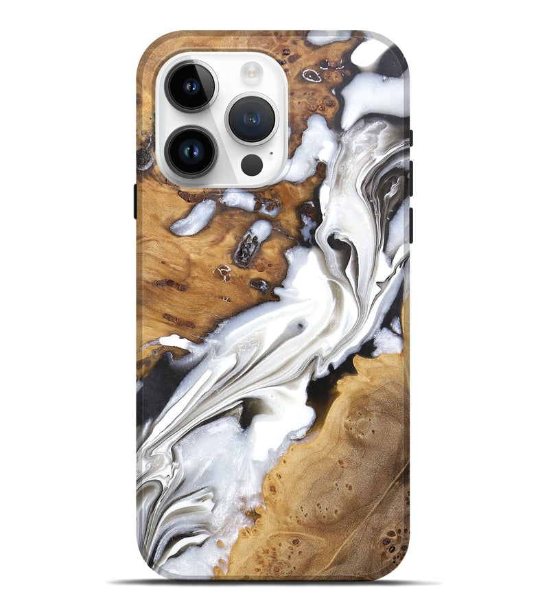 iPhone 15 Pro Max Wood+Resin Live Edge Phone Case - Ray (Black & White, 682529)