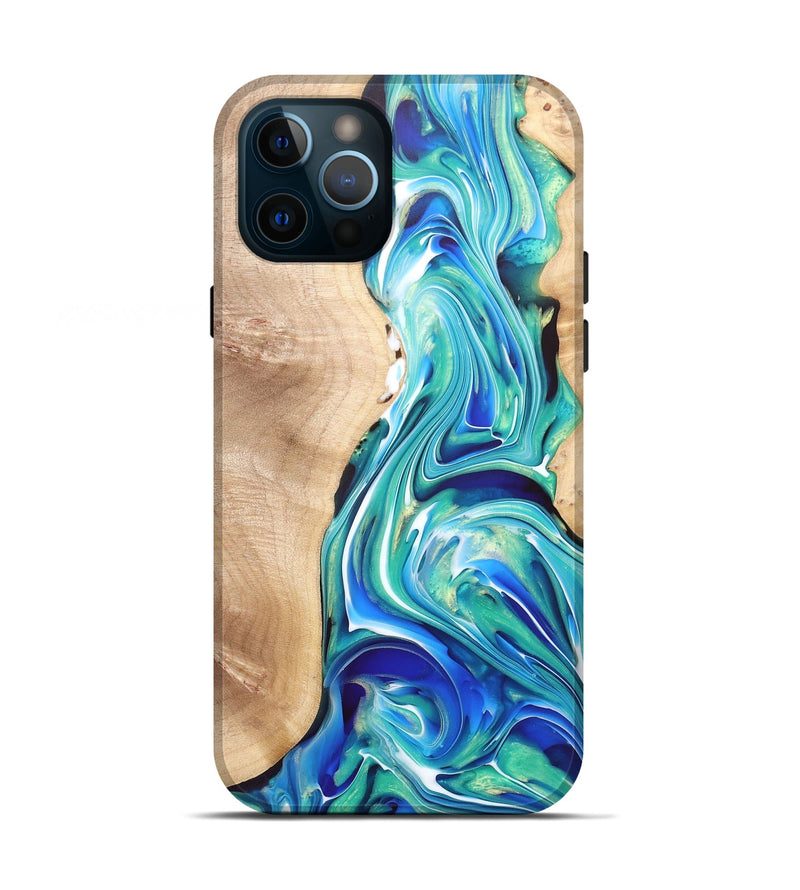 iPhone 12 Pro Wood+Resin Live Edge Phone Case - Chelsey (Green, 682540)