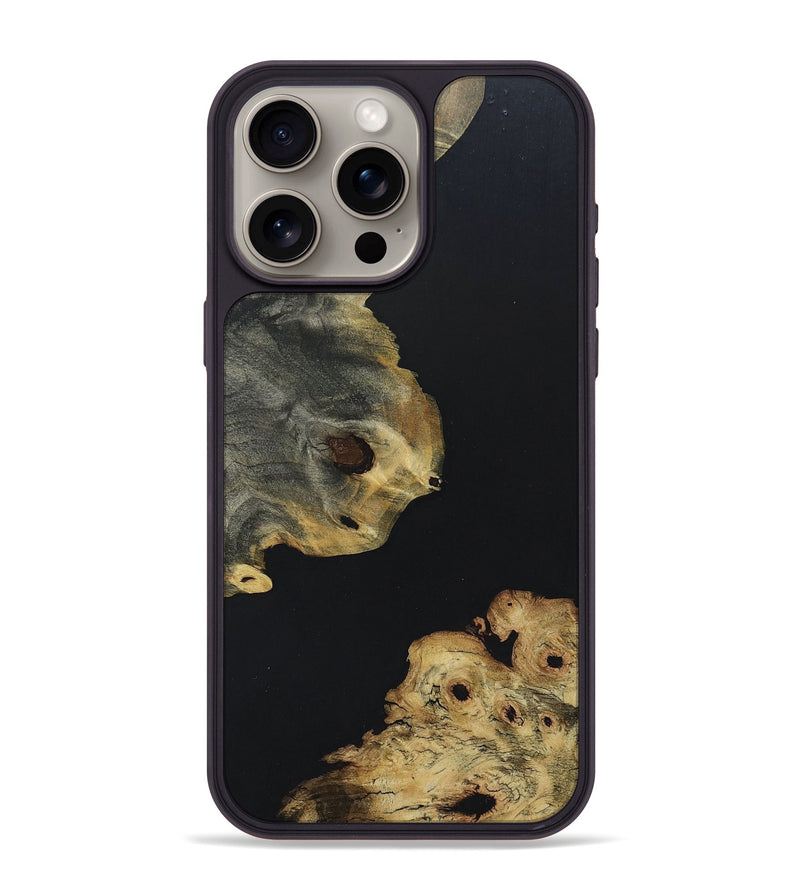 iPhone 15 Pro Max Wood+Resin Phone Case - Cristina (Pure Black, 682811)