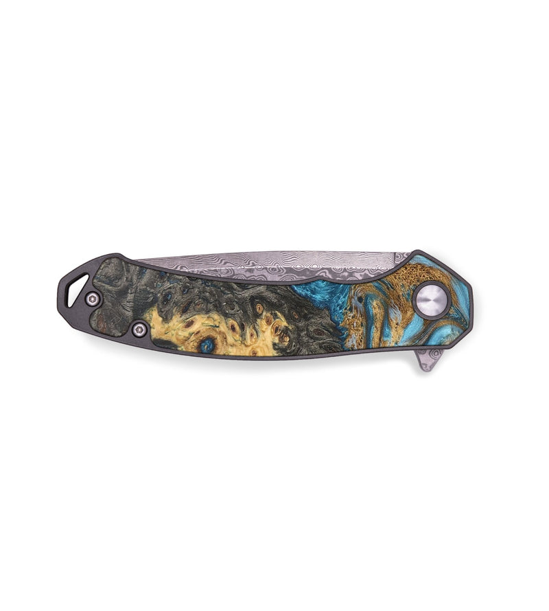 EDC Wood+Resin Pocket Knife - Guy (Teal & Gold, 683114)