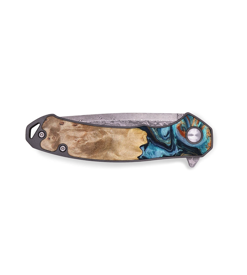 EDC Wood+Resin Pocket Knife - Luella (Teal & Gold, 683145)