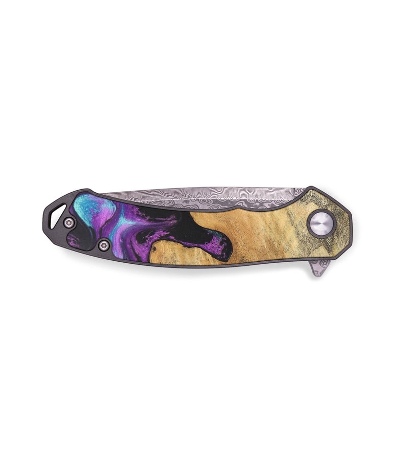 EDC Wood+Resin Pocket Knife - Amber (Purple, 683160)